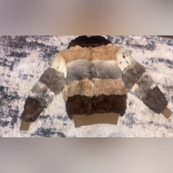 Zip up authentic rabbit fur biker jacket. - Picture 4 of 4